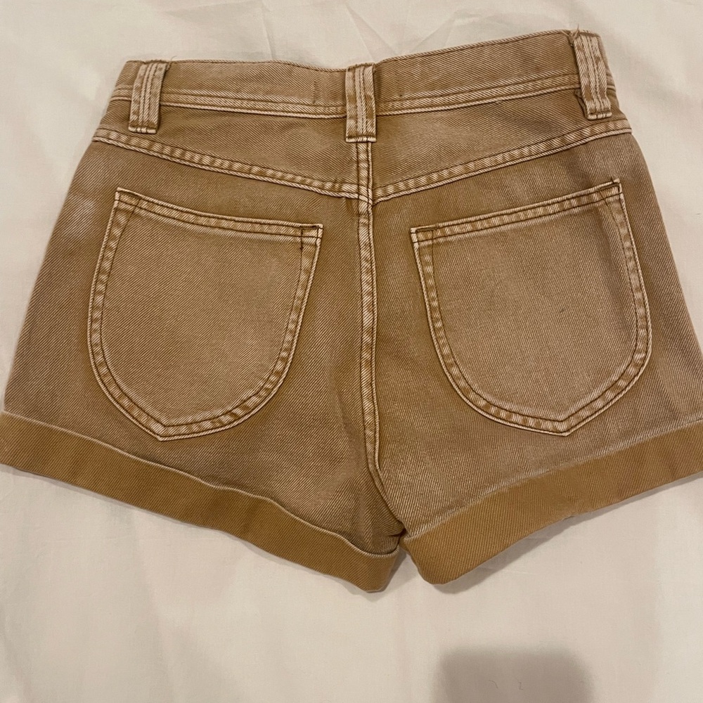 NWOT ๐ We the FREE PEOPLE denim tan cuffed short mid-rise relaxed fit ๐โ๏ธ - Picture 6 of 13